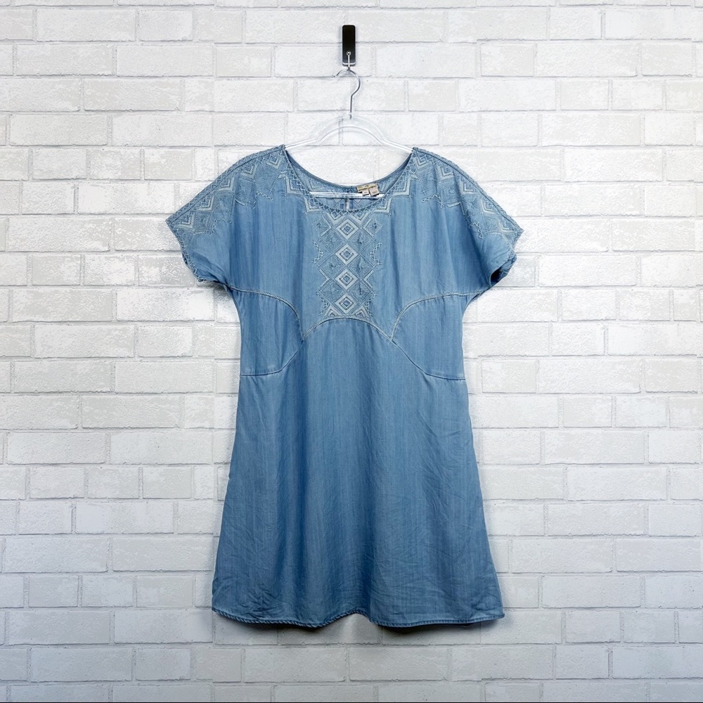 Anthropologie Holding Horses Denim Embroidered Dress